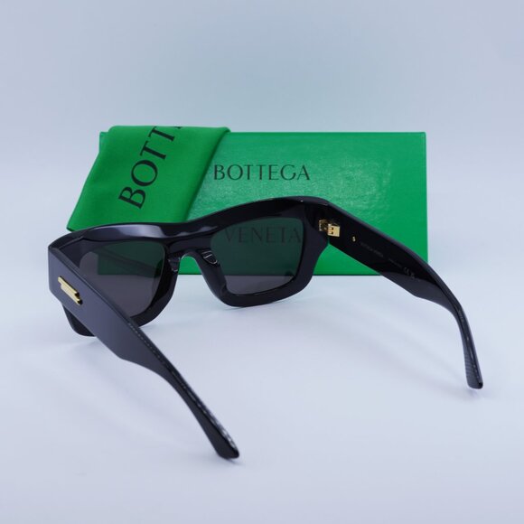 Bottega Veneta BV1357S 001 Sunglasses Shiny Black Square Frame, Grey Lenses main image 7